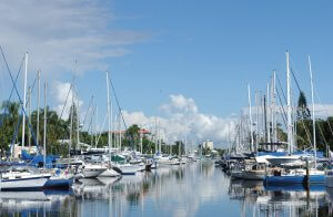 A number of boats on a designated space at a dock
