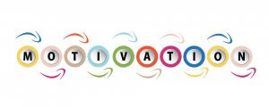 The word "MOTIVATION" is written in uppercase letters within colorful circles, each letter surrounded by a unique color. Multicolored arrows point around and toward the circles, creating an energetic vibe. The background remains white, making it perfect for millennial-inspired designs.
