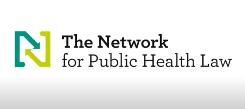 Logo of The Network for Public Health Law. The design features a stylized letter "N" with an arrow integrated into it, appearing in shades of green and yellow, followed by the bold text "The Network for Public Health Law" set against a plain white background.