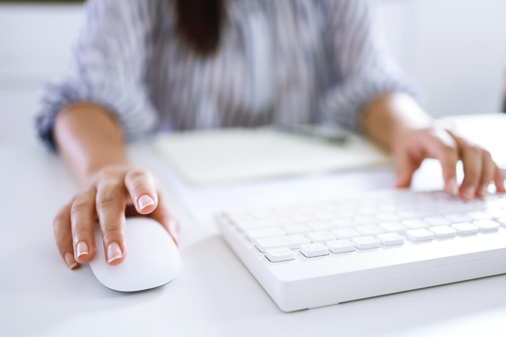 Hands,Typing,On,Keyboard.,Writing,A,Blog.,Woman,Hands,On