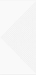An abstract design featuring a large, right-angled triangle made up of small, evenly spaced gray dots on a white background. The triangle spans the right side with its base on the right edge and the hypotenuse stretching from the top right to the bottom left.