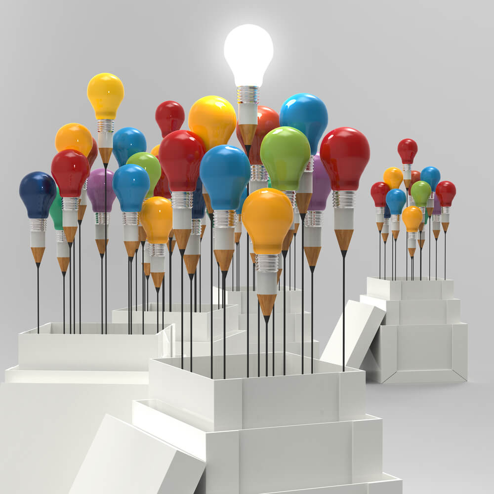 Pencil,Light,Bulb,3d,As,Think,Outside,Of,The,Box