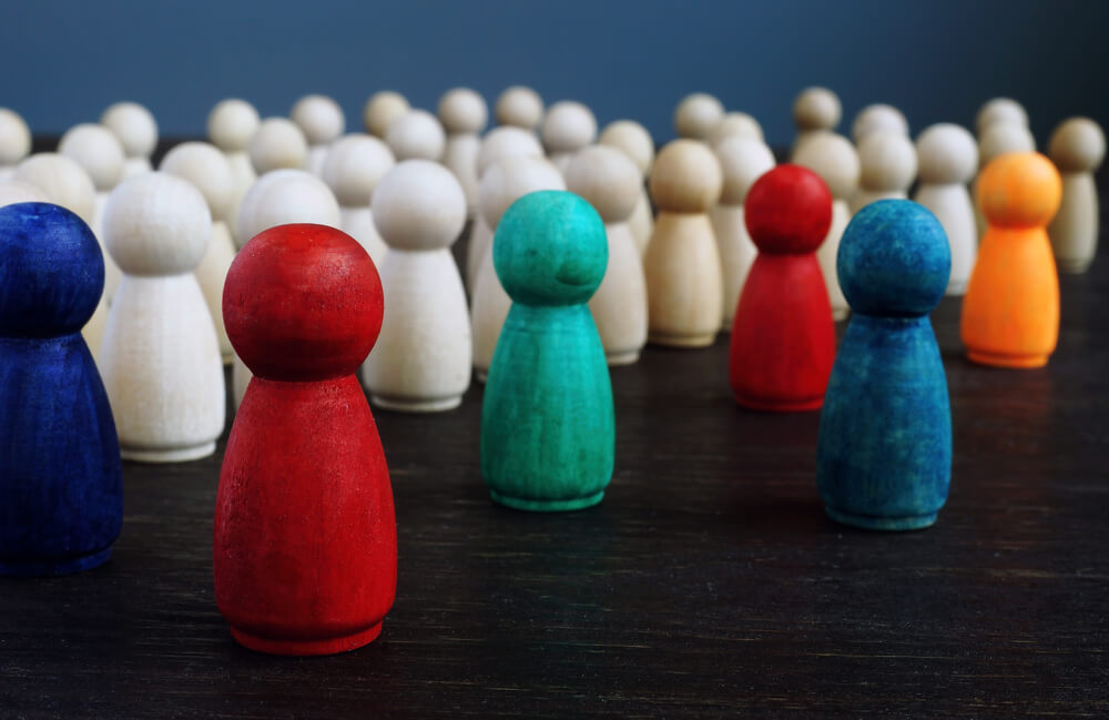 Diversity,And,Inclusion,Concept.,Crowd,Of,Wooden,Figures,And,Color