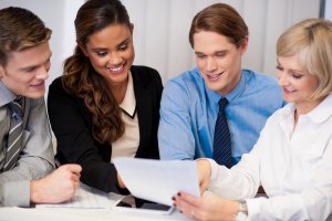 A group business people likely talking about the new project