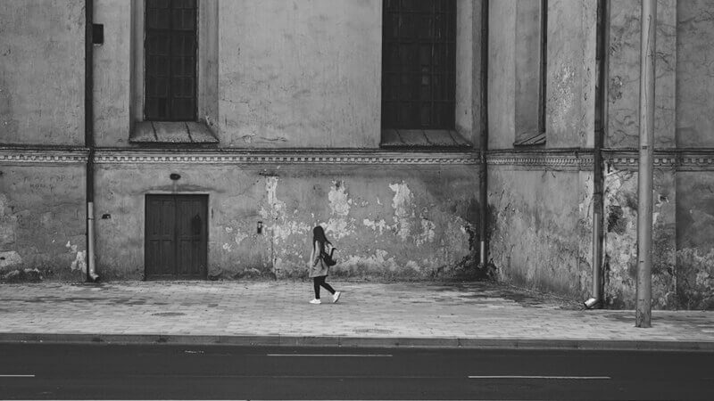 A woman walking in the street Tempa Florida