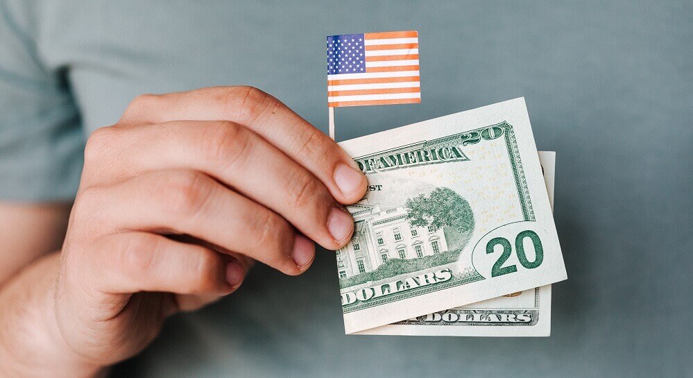 A person holding a 20 dollar cash and small US Flag - Georgia - Career In Government