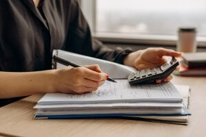 A person calculating