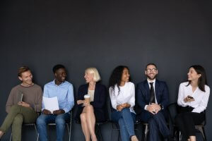 Business people with different races sitting and talking