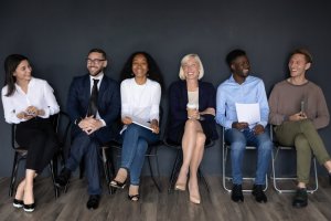 A happy group of professional indiviaduals with different race