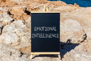 Emotional Intelligence written in a cardboard