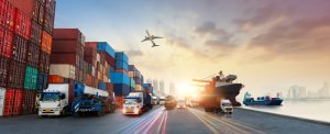 Global business of container cargo, freight train for business logistics