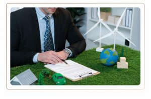 An employee reading a contract before signing
