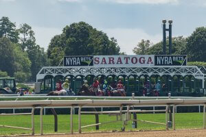 Horse Racing in Saratoga race course located in Saratoga Springs