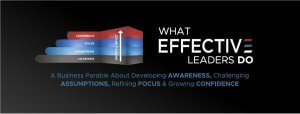 A graphic showing a stacked diagram labeled Awareness, Assumptions, Focus, and Confidence, with an arrow labeled Growth & Impact. Text reads: 