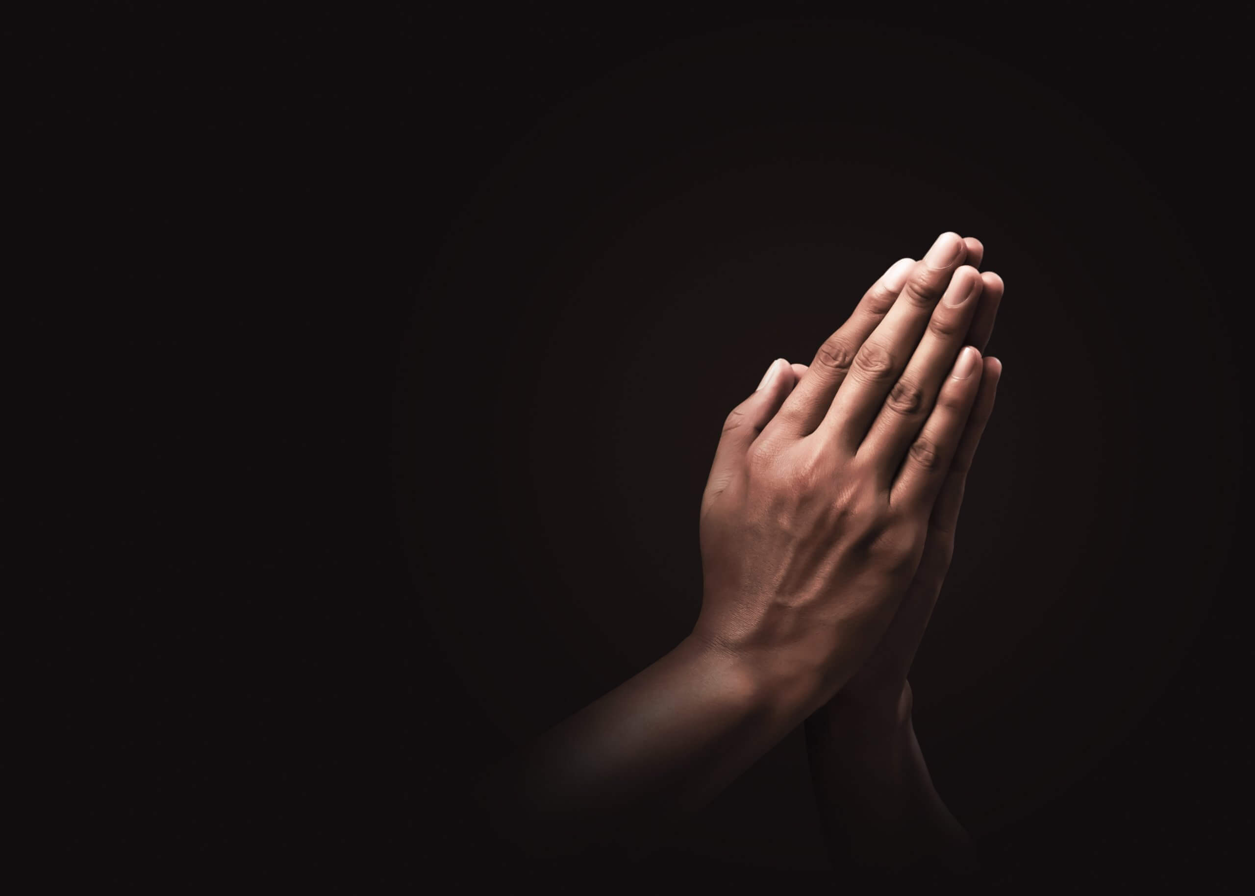 Two hands are pressed together in a prayer gesture against a dark background, with light highlighting the hands and creating a sense of focus, reverence, and the quiet determination that leads to success. Two hands are pressed together in a prayer gesture against a dark background, with light highlighting the hands and creating a sense of focus, reverence, and the quiet determination that leads to success.
